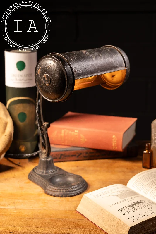 Industrial Lighting for Food Processing FactoriesEarly 20th Century Cast Iron Banker's Lamp Industrial Lighting for Food Processing FactoriesEarly 20th Century Cast Iron Banker's Lamp