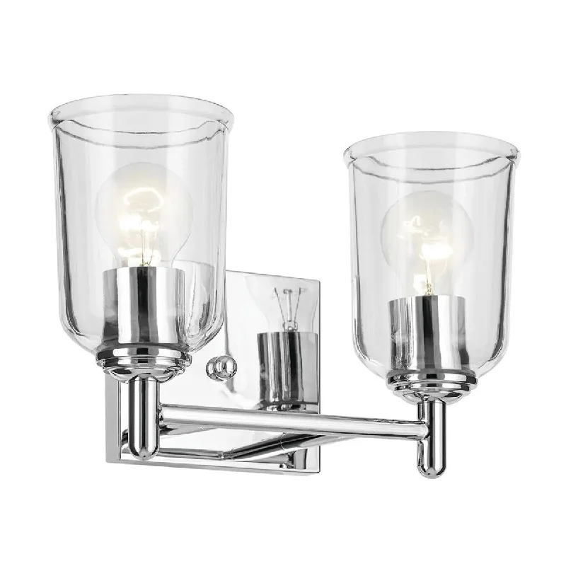 Shock - Resistant Industrial Lighting for Vibrating Machinery AreasShailene 13" 2-Light Bathroom Vanity Light with Clear Glass, Chrome Finish Shock - Resistant Industrial Lighting for Vibrating Machinery AreasShailene 13" 2-Light Bathroom Vanity Light with Clear Glass, Chrome Finish