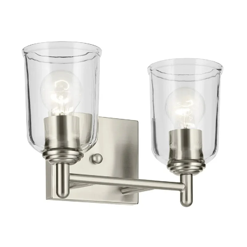 Industrial Emergency Lighting for Safety in FactoriesShailene 13" 2-Light Bathroom Vanity Light with Clear Glass, Brushed Nickel Finish