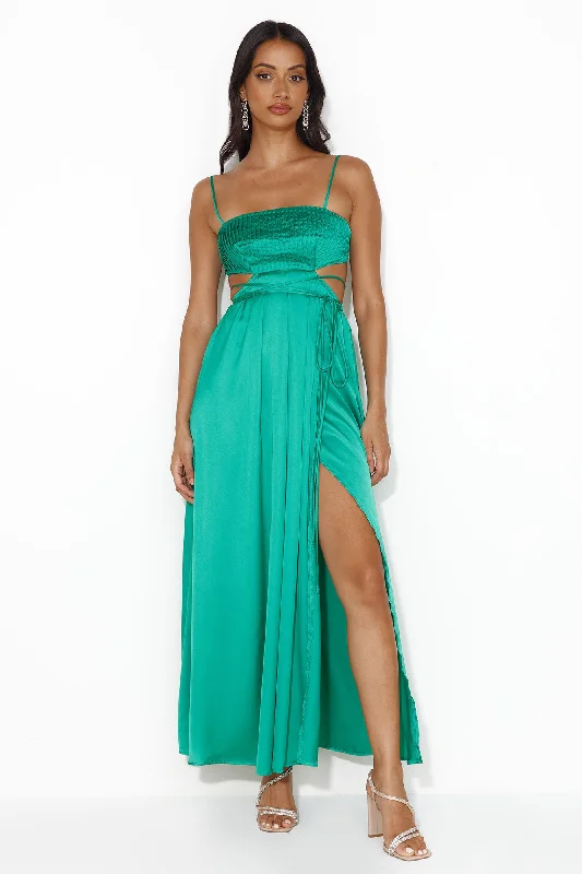 Nights In LA Satin Maxi Dress Green