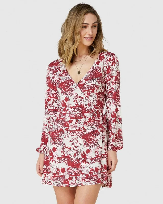 ELWOOD (BN) Rust print wrap dress! 14