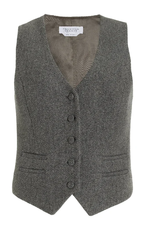 Coleridge Vest in Dark Grey Multi Virgin Wool Cashmere Herringbone