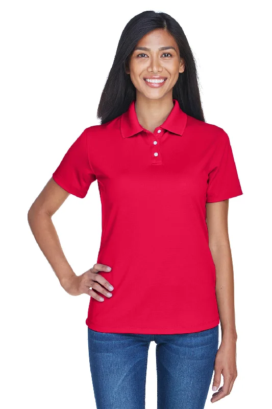 UltraClub Womens Cool & Dry Performance Moisture Wicking Short Sleeve Polo Shirt - Red