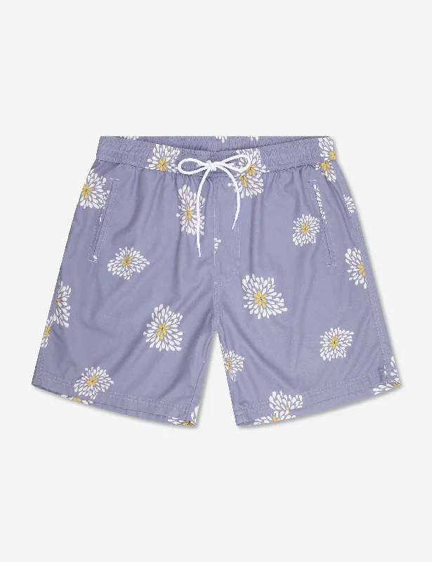 Swim Short -  Light Violet Oversized Flower