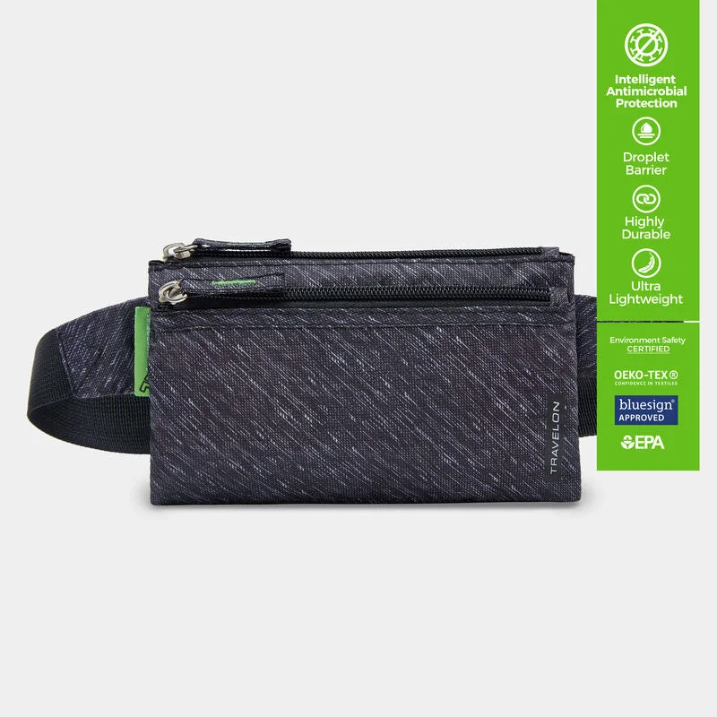 Anti - Theft Crossbody Travel Bags with RFID Protection in Gray for City TripsTravelon CLEAN 6 Pocket Waist Pack Anti - Theft Crossbody Travel Bags with RFID Protection in Gray for City TripsTravelon CLEAN 6 Pocket Waist Pack