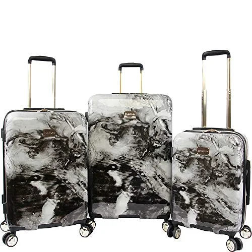 Expandable Travel Toiletry Bags in Clear Plastic for Easy Airport ScreeningBEBE Luggage Teresa 3pc Spinner Suitcase Set, Black Marble