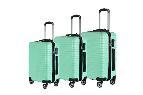 Hanging Travel Toiletry Bags with Multiple Pockets in TealBrio Luggage Hardside Luggage 3 Piece Set- Light Green