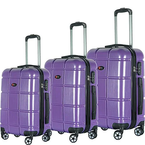 Compression Packing Cubes in Black and White for Saving Luggage SpaceBrio Luggage TurtleShell 3 Piece Hardside Spinner Luggage Set (Light Purple)
