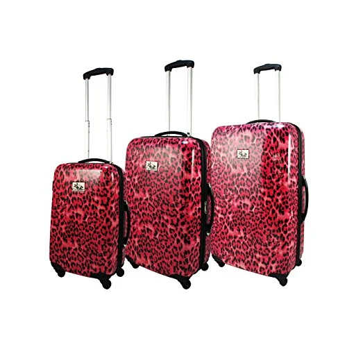 Expandable Travel Toiletry Bags in Clear Plastic for Easy Airport ScreeningChariot 3-Piece Hardside Lightweight Spinner Upright Luggage Set, Pink Leopard