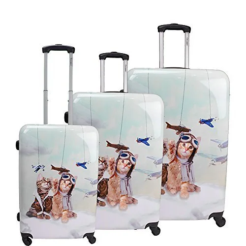 Travel - Size Toiletry Bottles with Leak - Proof Caps in ClearChariot Cat Pilots 3-Piece Hardside Lightweight Spinner Luggage Set