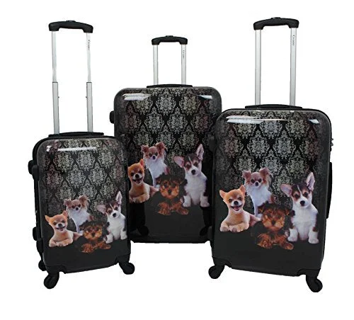 Hanging Travel Toiletry Bags with Multiple Pockets in TealCHARIOT CHD-23 Doggies 3 Piece Luggage Set
