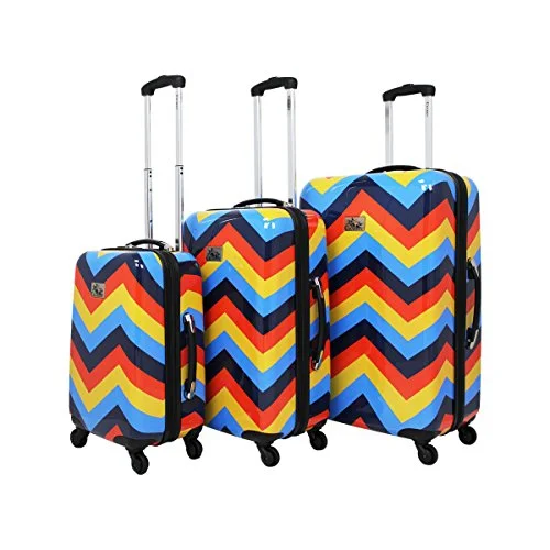 Compact Travel Umbrella Pouches in Navy Blue for Easy StorageChariot Chevron 3-Piece Hardside Upright Spinner Luggage Set-Color