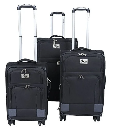 Lightweight Nylon Travel Organizer Pouches in Multicolor for Neat PackingChariot Naples 3PC Luggage Set Black Grey