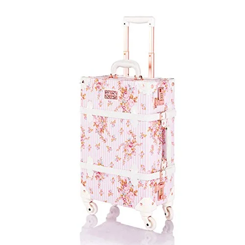 Women's TSA - Approved Luggage Locks in Rose Gold for Secure TravelCOTRUNKAGE Vintage Travel Luggage Trunk Women Suitcase (Pink Floral, 22") Women's TSA - Approved Luggage Locks in Rose Gold for Secure TravelCOTRUNKAGE Vintage Travel Luggage Trunk Women Suitcase (Pink Floral, 22")