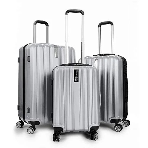 Women's Travel Makeup Bags with Mirror in Pink and BlackDeco Gear Travel Elite Series - 3 Piece Hardside Spinner Luggage Set (Silver)(20",24",28") Women's Travel Makeup Bags with Mirror in Pink and BlackDeco Gear Travel Elite Series - 3 Piece Hardside Spinner Luggage Set (Silver)(20",24",28")
