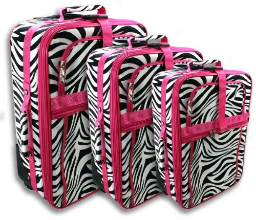 Adjustable Luggage Straps in Pink with Reflective Stripes for Night TravelEnimay Women's 3pc Set Roller Luggage Travel Suitcase Bag Pink Zebra Adjustable Luggage Straps in Pink with Reflective Stripes for Night TravelEnimay Women's 3pc Set Roller Luggage Travel Suitcase Bag Pink Zebra