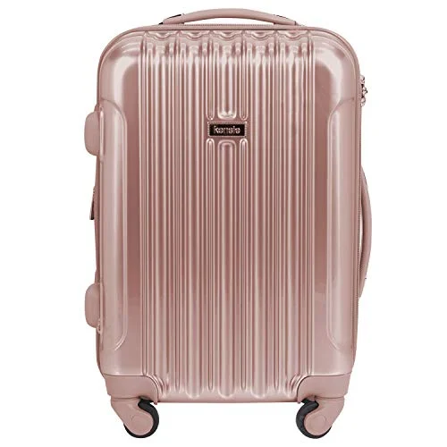 Detachable Travel Bag Shoulder Straps in Beige with Cushioned Padskensie Women's Alma Hardside Spinner Luggage, Rose Gold, Carry-On 20-Inch