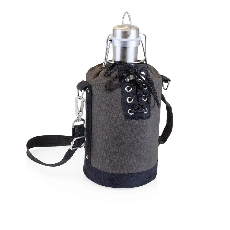 LEGACY® Insulated Grey & Black Growler Tote with 64-oz. Stainless Steel Growler
