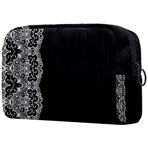 Adjustable Luggage Straps in Pink with Reflective Stripes for Night TravelLORVIES Black And Lace Makeup Bag Toiletry Bag for Women Skincare Cosmetic Handy Pouch Zipper Handbag