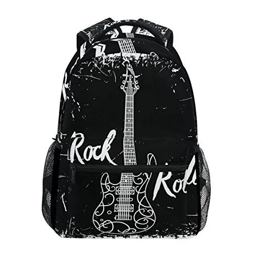 Adjustable Luggage Straps in Pink with Reflective Stripes for Night TravelLORVIES Electric Guitar Rock And Roll Casual Backpack School Bag Travel Daypack