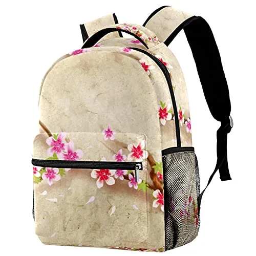 Waterproof Travel Duffel Bag Covers in Black for Protecting Your LuggageLORVIES Japanese Style Peach Blossom Flower Background Lightweight School Classic Backpack Travel Rucksack for Girls Women Kids Teens