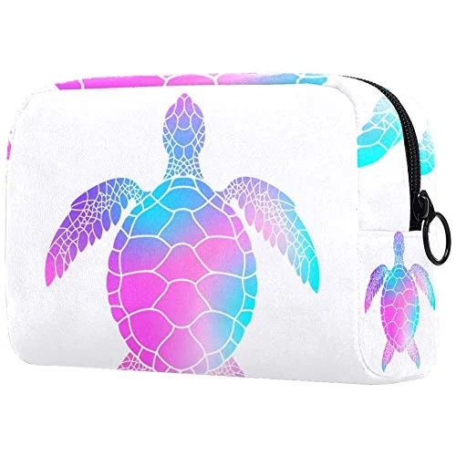 Compression Packing Cubes in Black and White for Saving Luggage SpaceLORVIES Makeup Bag Toiletry Bag for Women Purple And Blue Sea Turtle Skincare Cosmetic Handy Pouch Zipper Handbag
