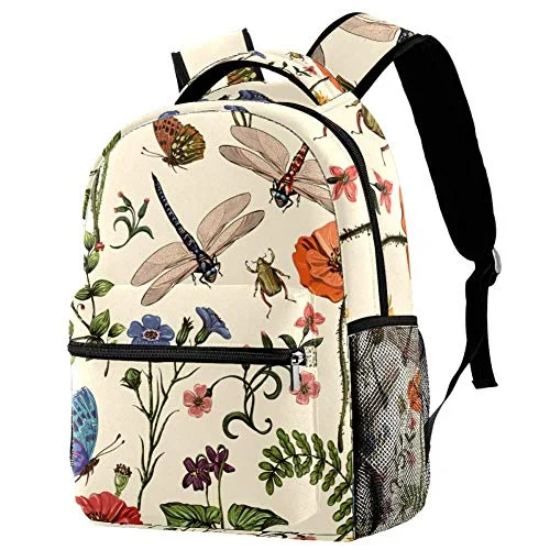 Monogrammed Leather Luggage Tags in Brown for a Personalized TouchLORVIES Summer Plants Flowers Butterflies Dragonflies Beetles Pattern Lightweight School Classic Backpack Travel Rucksack for Girls Women Kids Teens