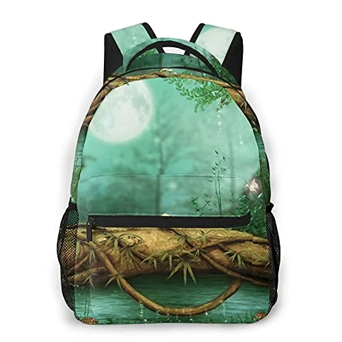 Travel - Size Toiletry Bottles with Leak - Proof Caps in ClearMulti leisure backpack,Fantasy Forest Fairy Tale Mushroom Jungle Gre, travel sports School bag for adult youth College Students