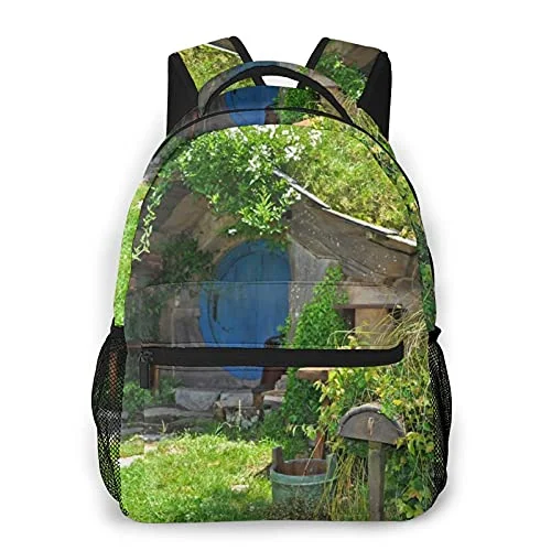 Women's TSA - Approved Luggage Locks in Rose Gold for Secure TravelMulti leisure backpack,Fantasy Hobbit Land House In Magical Overhill, travel sports School bag for adult youth College Students