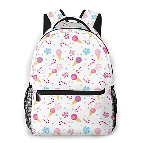 Travel Shoe Bags in Polyester with Ventilation Holes in KhakiMulti leisure backpack,Kids Sweets Ice Cream Candy Print, travel sports School bag for adult youth College Students