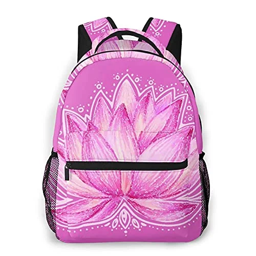 Travel Bag ID Card Holders in Clear Vinyl with LanyardsMulti leisure backpack,Lotus Flower Design, travel sports School bag for adult youth College Students