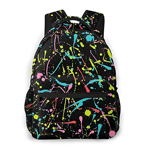 Travel - Size Toiletry Bottles with Leak - Proof Caps in ClearMulti leisure backpack,Neon Splatter Pattern, travel sports School bag for adult youth College Students