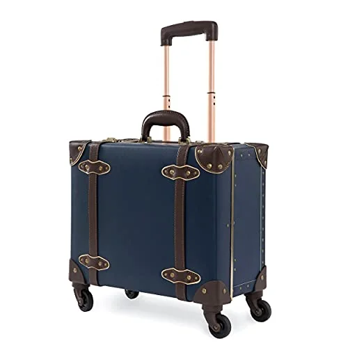 Travel Neck Pillow Covers in Soft Fleece in Gray for ComfortNZBZ Vintage Carry-On Suitcase Luggage with Rolling Spinner Wheels Retro Hardside Cute Travel Suitcase (Navy blue)