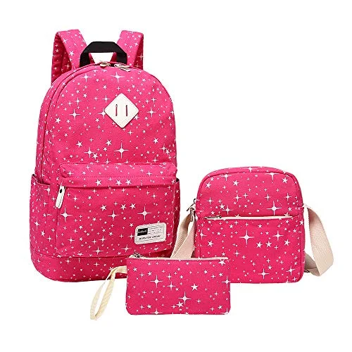 Compact Travel Umbrella Pouches in Navy Blue for Easy StorageSchoolbag for High School,MeiLiio 3 Pcs/Set Fashion Studen Backpack Sets with Zipper Lunch Bag &