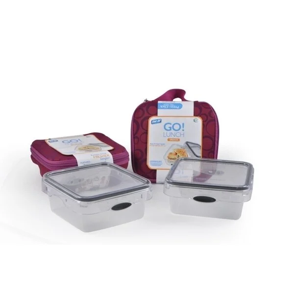 Lightweight Nylon Travel Organizer Pouches in Multicolor for Neat PackingStor-All Solutions Go! Lunch Snack -Includes 2.3 Cup Square Press & Click Container- 2 Pack : Purple Lightweight Nylon Travel Organizer Pouches in Multicolor for Neat PackingStor-All Solutions Go! Lunch Snack -Includes 2.3 Cup Square Press & Click Container- 2 Pack : Purple