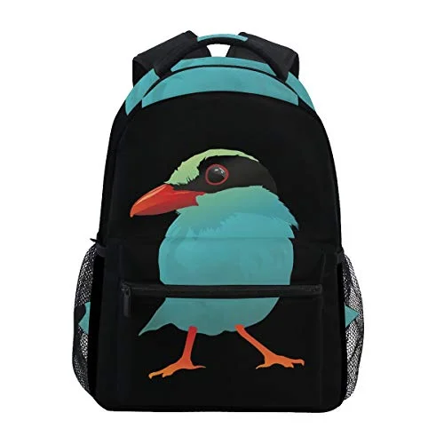 Travel Bag ID Card Holders in Clear Vinyl with LanyardsStylish Blue Cartoon Bird Backpack- Lightweight School College Travel Bags, ChunBB 16" x 11.5" x 8"