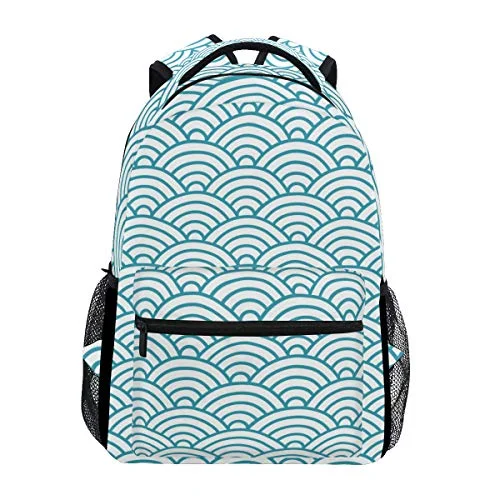 Hanging Travel Toiletry Bags with Multiple Pockets in TealStylish Japanese Seigaiha Waves Backpack- Lightweight School College Travel Bags, ChunBB 16" x 11.5" x 8" Hanging Travel Toiletry Bags with Multiple Pockets in TealStylish Japanese Seigaiha Waves Backpack- Lightweight School College Travel Bags, ChunBB 16" x 11.5" x 8"