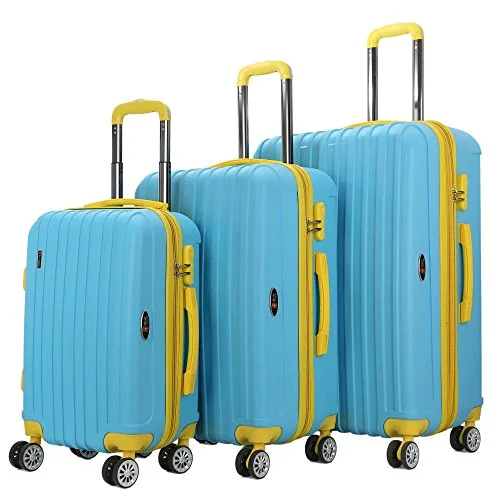 Women's Travel Makeup Bags with Mirror in Pink and BlackThe Blue Brio Thick Rib 3-Piece Hardside Spinner Luggage Set