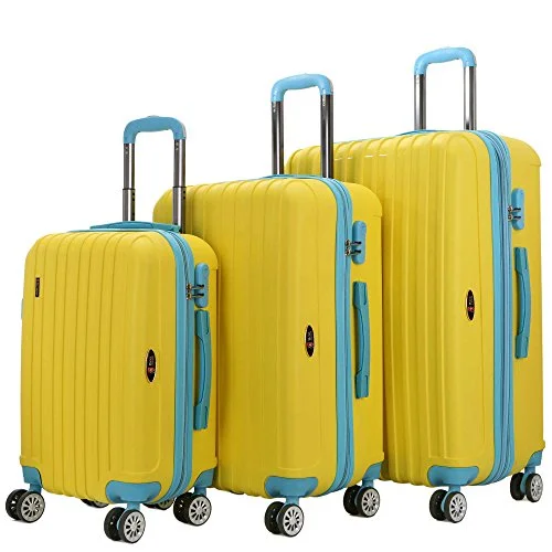 Expandable Travel Toiletry Bags in Clear Plastic for Easy Airport ScreeningThe Yellow Brio Thick Rib 3-Piece Hardside Spinner Luggage Set