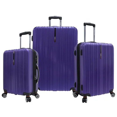 Traveler’S Choice Tasmania Polycarbonate Expandable 8-Wheel Spinner 3-Piece Luggage Set, Purple Traveler’S Choice Tasmania Polycarbonate Expandable 8-Wheel Spinner 3-Piece Luggage Set, Purple