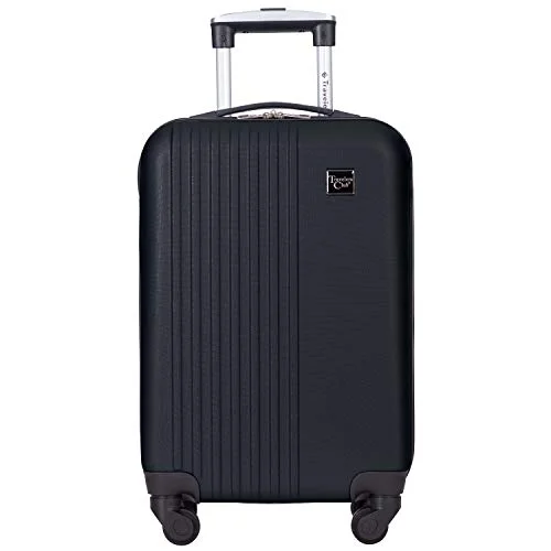 Compression Packing Cubes in Black and White for Saving Luggage SpaceTravelers Club Cosmo Hardside Spinner Luggage, Black, Carry-On 20-Inch
