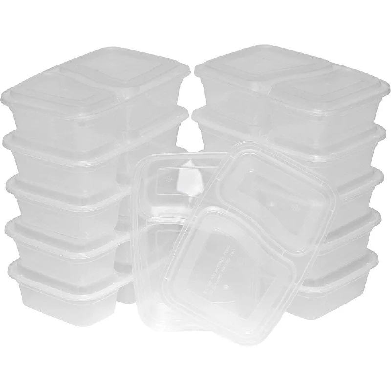 TTG 50-Pack Bento Lunch Boxes with Lids (2 Compartment/ 32 oz) , Freezer Safe Meal Prep Container , (Opaque White) - White TTG 50-Pack Bento Lunch Boxes with Lids (2 Compartment/ 32 oz) , Freezer Safe Meal Prep Container , (Opaque White) - White