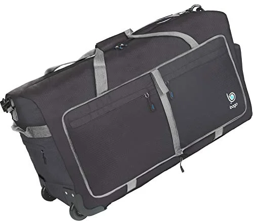 Compression Packing Cubes in Black and White for Saving Luggage SpaceWheeled Duffle Bag Luggage - 100L Large Rolling Duffel Bag 30 inch Folding Duffle Bag For Travel - Packable Duffle Bag With Rollers (Black)