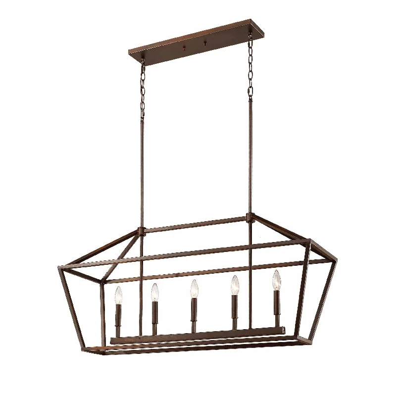 Mid - Century Modern Chandeliers for Vintage AppealMid - Century Modern Chandeliers for Vintage Appeal5 Lamps Island Chandelier - Rubbed Bronze - 40in Diameter - E12 Candelabra Base