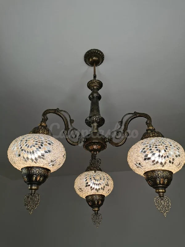 French Country Chandeliers with a Romantic AuraFrench Country Chandeliers with a Romantic AuraMosaic White Glass Lighting Fixture, 3 Globe Chandelier