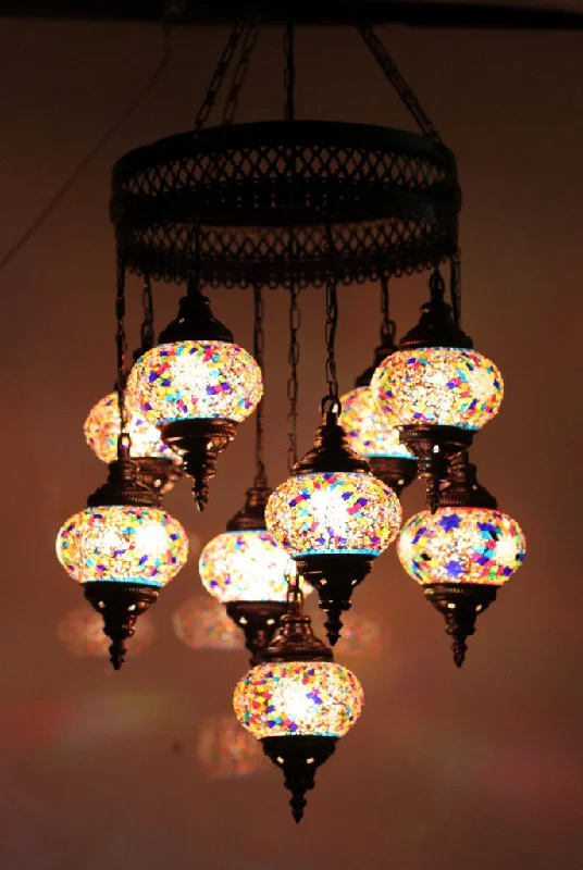 Incandescent Chandeliers for a Warm and Traditional GlowIncandescent Chandeliers for a Warm and Traditional GlowTurkish Mosaic 9 Globe Chandelier Lamp