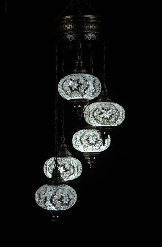Chandeliers with Adjustable Height for Custom InstallationChandeliers with Adjustable Height for Custom InstallationTurkish Mosaic 5 Globe Chandelier Lamp