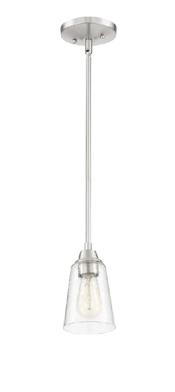 Glass Ceiling Lights with Frosted, Colored, or Etched GlassGlass Ceiling Lights with Frosted, Colored, or Etched GlassGrace 1 Light Mini Pendant in Brushed Polished Nickel (Clear Seeed Glass)
