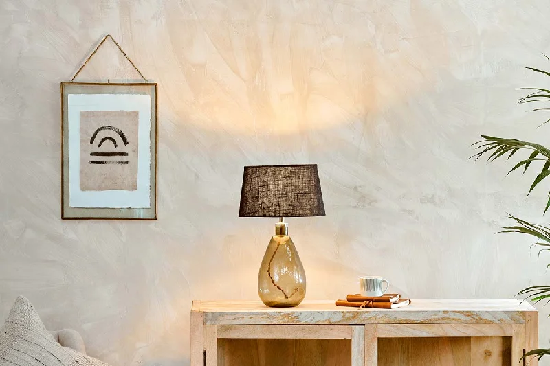 wooden table lamps with natural grain for a warm and organic feelwooden table lamps with natural grain for a warm and organic feelNkuku Baba Recycled Green Smoke Glass Table Lamp Small Tall