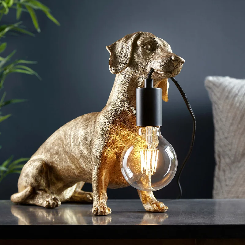 ceramic table lamps with hand painted designs for an artistic touchceramic table lamps with hand painted designs for an artistic touchVintage Gold Dachshund Table Light- ID 12553